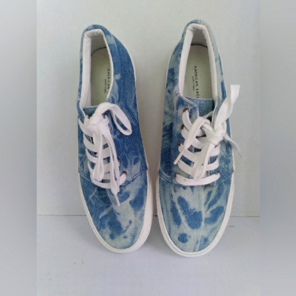 American Eagle Denim Sneakers Casual Lace‎ Up Shoes Blue Wash Size?